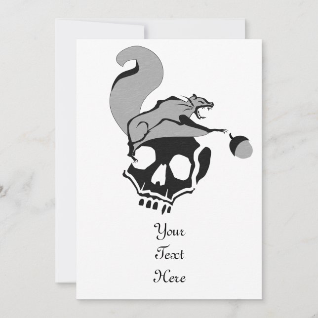 Hungry Flying Grey Death Squirrel Holiday Card (Front)