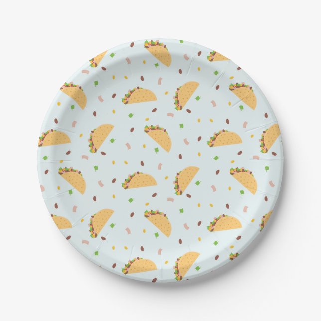 Hungry For Tacos Pattern Paper Plate (Front)