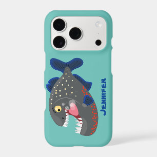 Hungry funny piranha cartoon illustration