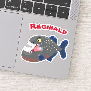 Hungry funny piranha cartoon illustration