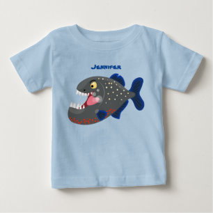 Hungry funny piranha cartoon illustration baby T-Shirt