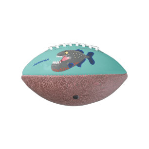 Hungry funny piranha cartoon illustration football
