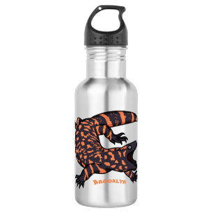 Hungry gila monster lizard cartoon illustration 532 ml water bottle