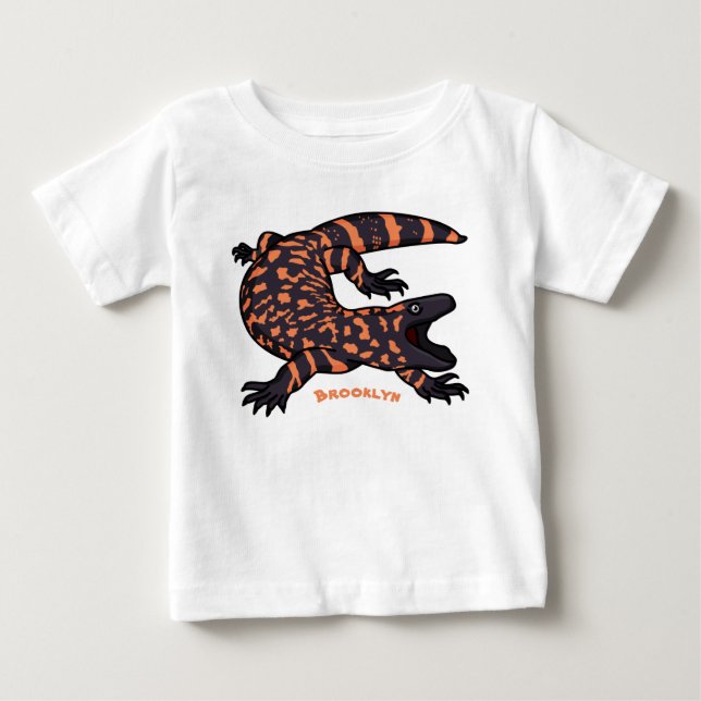 Hungry gila monster lizard cartoon illustration baby T-Shirt (Front)