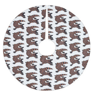 Hungry gila monster lizard cartoon illustration brushed polyester tree skirt