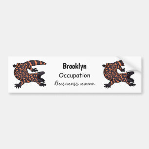 Hungry gila monster lizard cartoon illustration bumper sticker