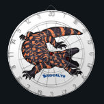 Hungry gila monster lizard cartoon illustration dartboard<br><div class="desc">A hungry gila monster is on the prowl. Drawn in fun cartoon illustration style.</div>