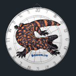 Hungry gila monster lizard cartoon illustration dartboard<br><div class="desc">A hungry gila monster is on the prowl. Drawn in fun cartoon illustration style.</div>