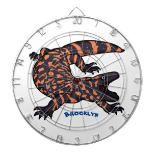 Hungry gila monster lizard cartoon illustration dartboard