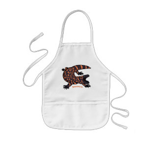 Hungry gila monster lizard cartoon illustration kids apron