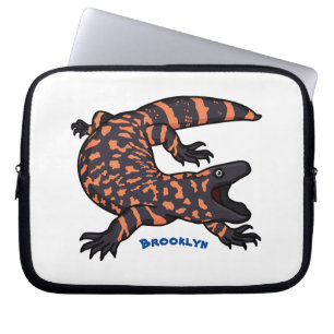 Hungry gila monster lizard cartoon illustration laptop sleeve