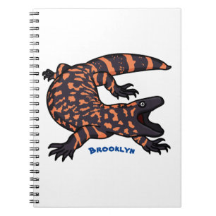 Hungry gila monster lizard cartoon illustration notebook