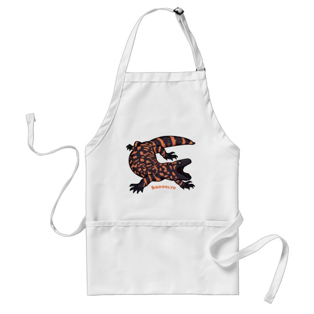 Hungry gila monster lizard cartoon illustration  standard apron (Front)