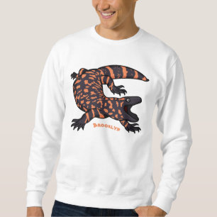 Hungry gila monster lizard cartoon illustration sweatshirt