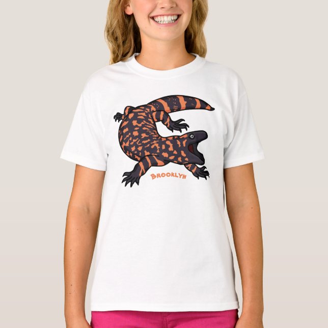 Hungry gila monster lizard cartoon illustration T-Shirt (Front)