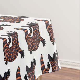 Hungry gila monster lizard cartoon illustration tablecloth