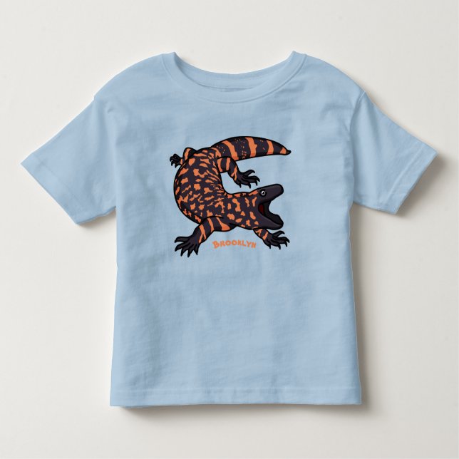 Hungry gila monster lizard cartoon illustration toddler T-Shirt (Front)