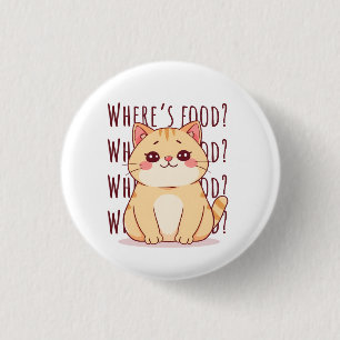 Hungry Ginger Cat 3 Cm Round Badge