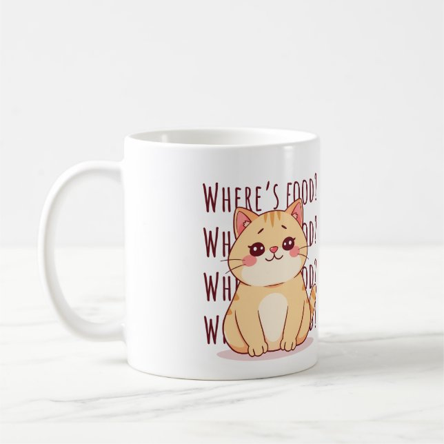 Hungry Ginger Cat  Coffee Mug (Left)