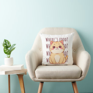 Hungry Ginger Cat  Cushion