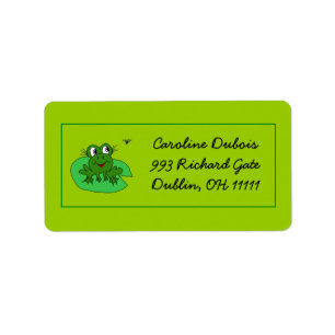 Hungry Girl Frog with Fly Green Custom Address Lab Label