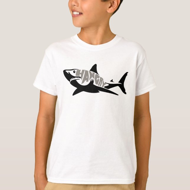 Hungry Great White Shark Cool Hangry Shark T-Shirt (Front)