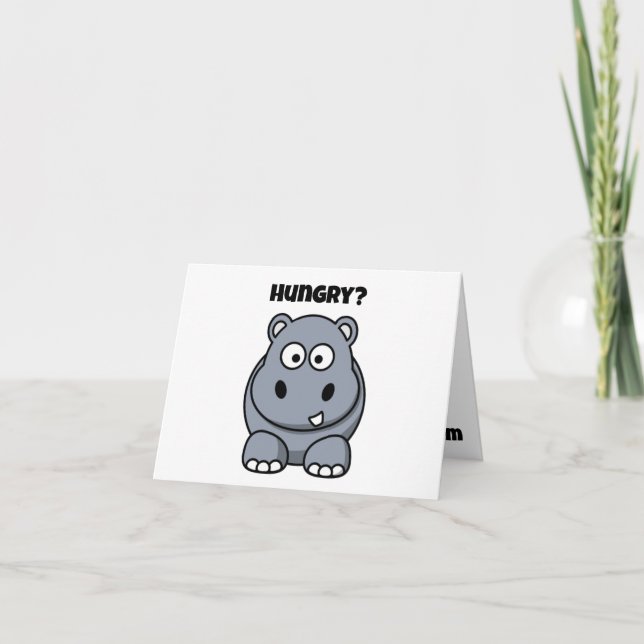 Hungry Hippo Funny Kids Hippopotamus Cartoon Card (Front)