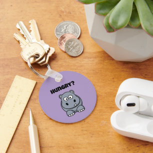 Hungry Hippo Funny Kids Hippopotamus Cartoon Key Ring