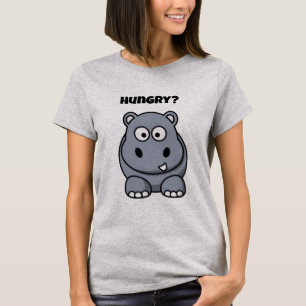 Hungry Hippo Funny Kids Hippopotamus Cartoon T-Shirt
