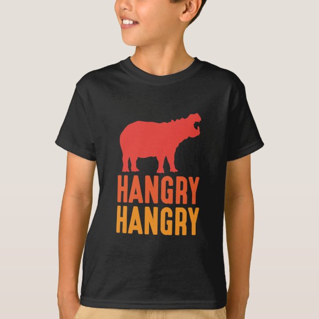 Hungry Hippo Zoo Animal Pun Hangry Hippopotamus T-Shirt (Front)