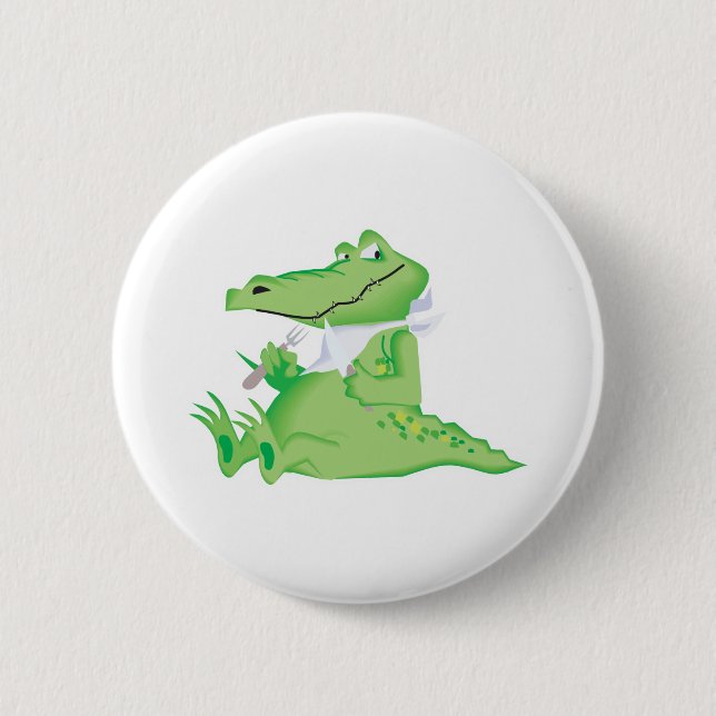 hungry hungry alligator 6 cm round badge (Front)