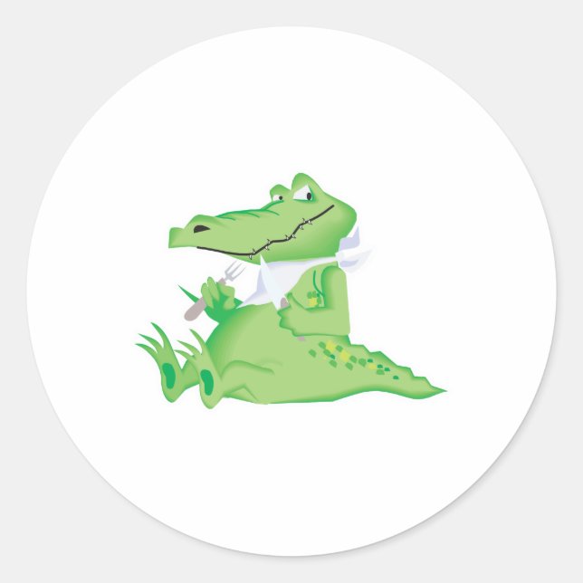 hungry hungry alligator classic round sticker (Front)