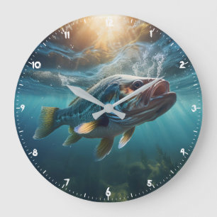 Hungry Large Mouth Black Bass On The Hunt  Clock