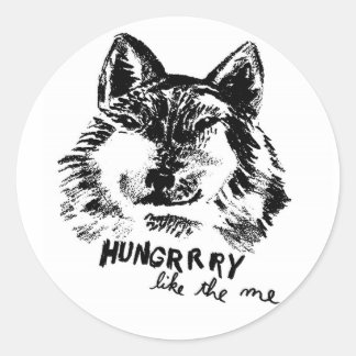 hungry like the wolf classic round sticker