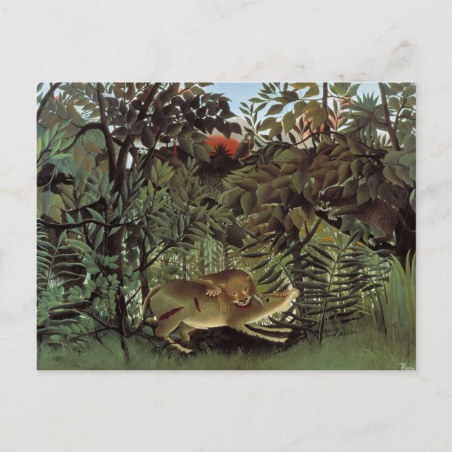 Hungry Lion by Henri Rousseau Postcard (Front)