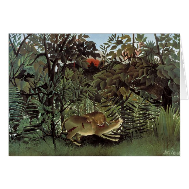 Hungry Lion by Henri Rousseau, Vintage Wild Animal (Front Horizontal)