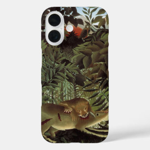 Hungry Lion by Henri Rousseau, Vintage Wild Animal iPhone 16 Case
