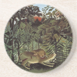 Hungry Lion by Henri Rousseau, Vintage Wild Animal Coaster