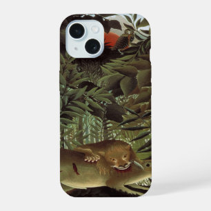 Hungry Lion by Henri Rousseau, Vintage Wild Animal iPhone 15 Case