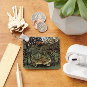 Hungry Lion by Henri Rousseau, Vintage Wild Animal Key Ring