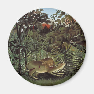 Hungry Lion by Henri Rousseau, Vintage Wild Animal Magnet