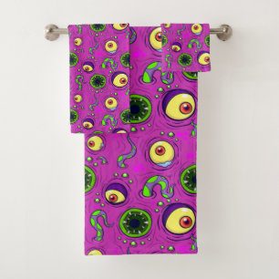 Hungry Monster Seamless Pattern Bath Towel Set