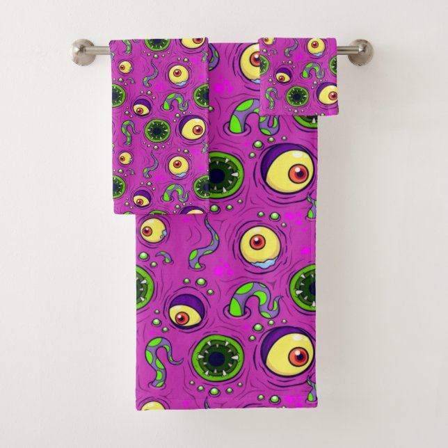 Hungry Monster Seamless Pattern Bath Towel Set (Insitu)