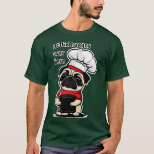 Hungry Pug holding food bowl T-Shirt