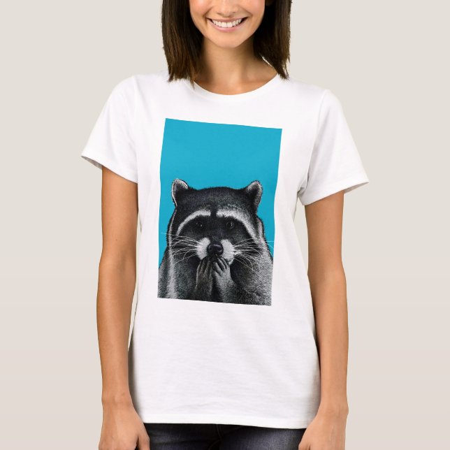Hungry Racoon on blue T-Shirt (Front)