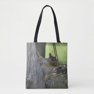 Hungry Squirrel with your name Tote Bag