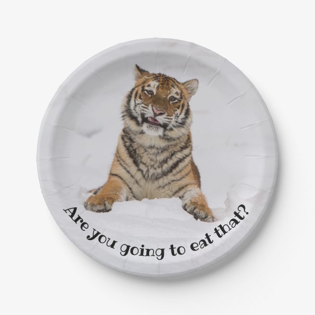 Hungry Tiger Are you going to eat that? Paper Plate (Front)