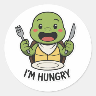 Hungry turtle classic round sticker