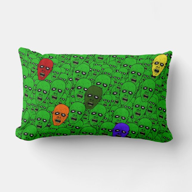 Hungry Undead Zombie Heads Lumbar Cushion (Front)