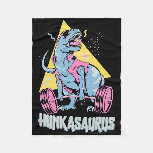 Hunkasaurus T Rex Dinosaur Funny Gym And Workout  Fleece Blanket (Front)